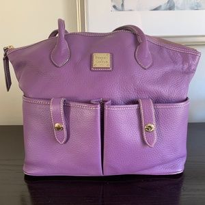 Purple Pebble Leather Crescent Tote Bag